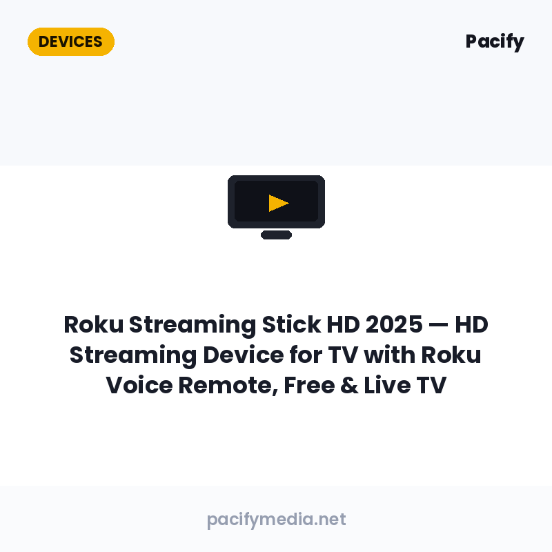 Roku Streaming Stick HD 2025 — HD Streaming Device for TV with Roku Voice Remote, Free & Live TV